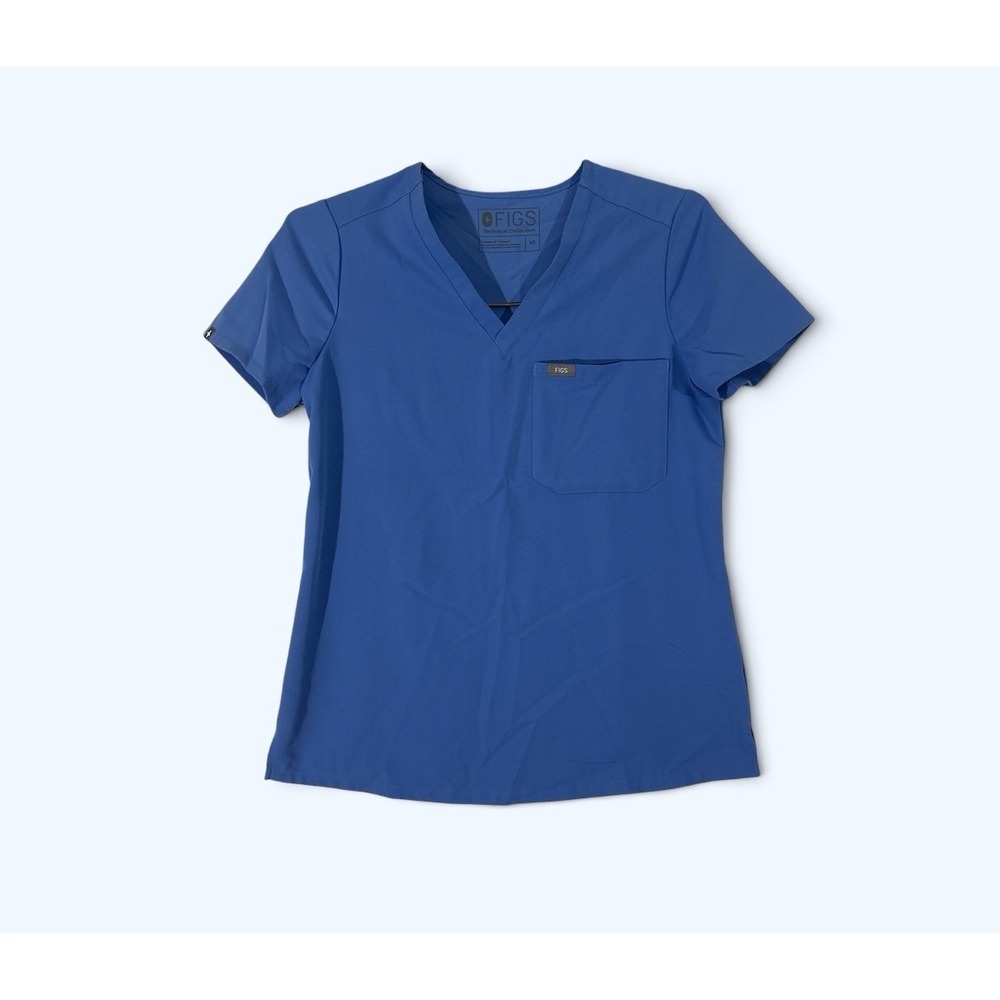 Figs Catarina One Pocket Scrub Top Extra Small XS Blue